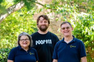 Charlotte Pooper Scooper Service POOP 911 team smiling and happy.