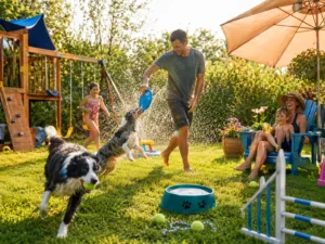 Summertime water fun in the backyard with the family.